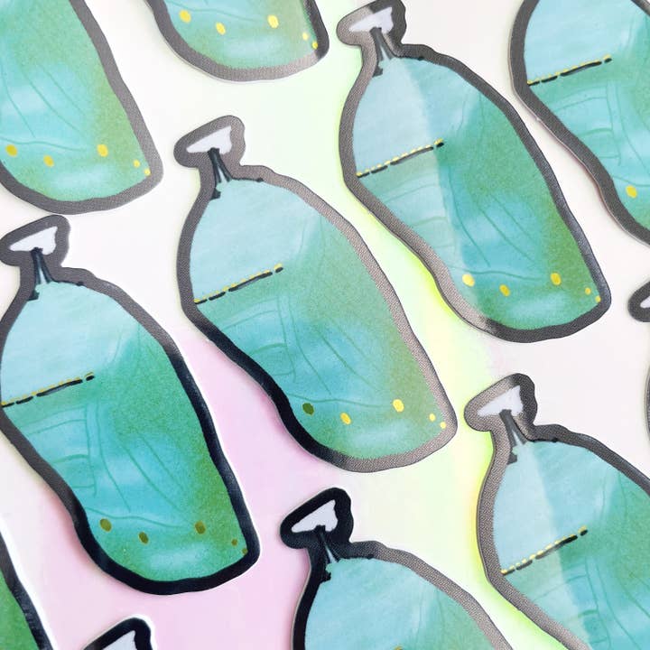 Monarch Chrysalis Metallic Vinyl Sticker for wholesale by Mother of the Moon