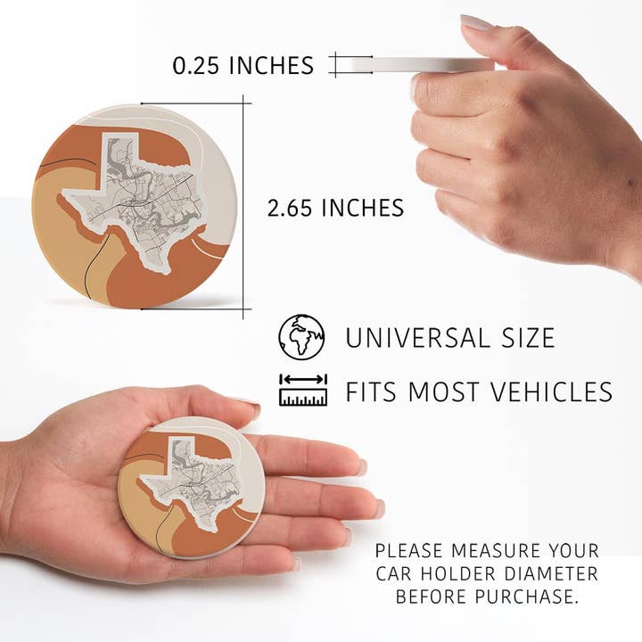 Love Local - Wholesale Car Coaster - Women's - Vintage Groove Fluid Orange Map Granbury Texas5