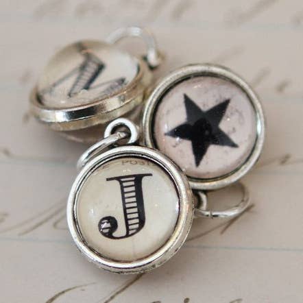 Jennifer Dahl Designs LLC - Wholesale Pendant/Charm Necklace - Tiny Cream Two Sided Round Initial Charm0