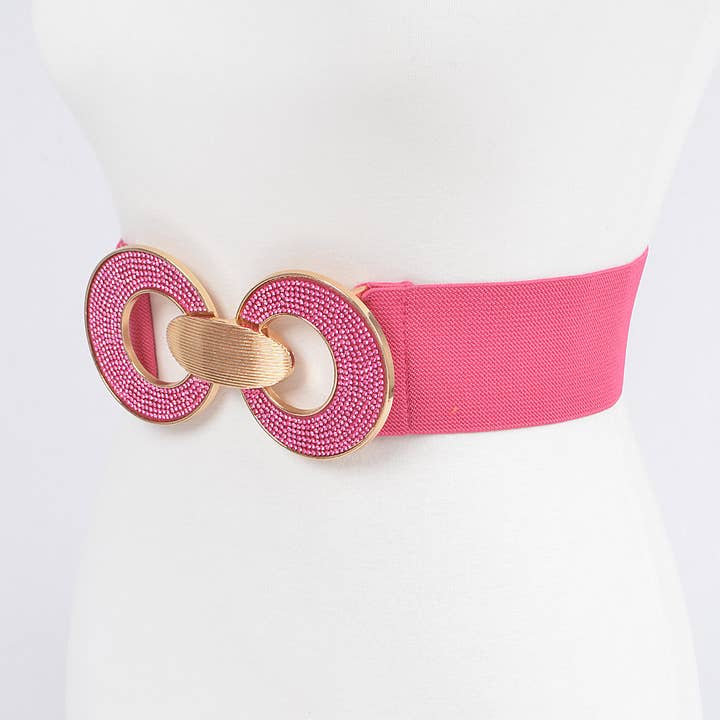 3AM BY H&D ACCESSORIES - Wholesale Belt - Women's - Rhinestone Two Buckle Elastic Belt3