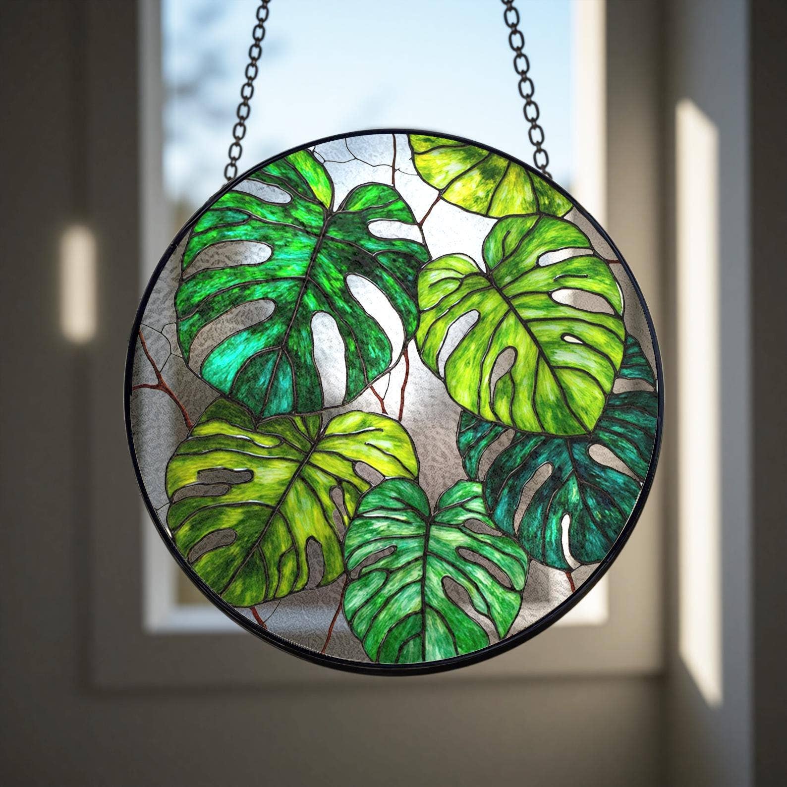 NVC Ecommerce LLC - Vente Attrape-soleil - Attrape-soleil en vitrail Monstera, cadeau pour amateur de plantes Monstera0
