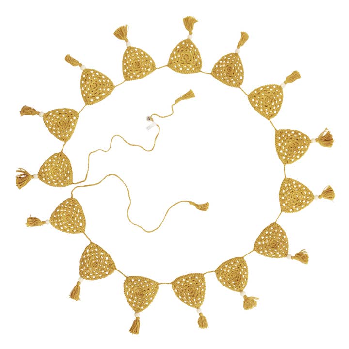 Turmeric Crochet Bunting Flag for wholesale by OB Designs