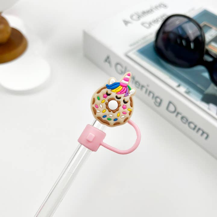 SoapElenGlen - Wholesale Drinking straw - Donut Straw Cover Cute Cartoon Straw Toppers6
