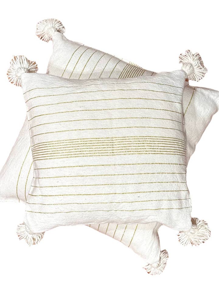 White & Gold Striped Cushions - Doublesided for wholesale by SOUK in the CITY