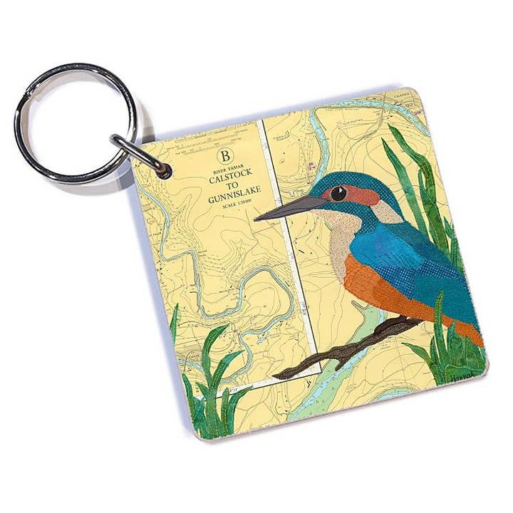 Kingfisher at Cotehele Cornwall keyring for wholesale by Hannah Wisdom Textiles