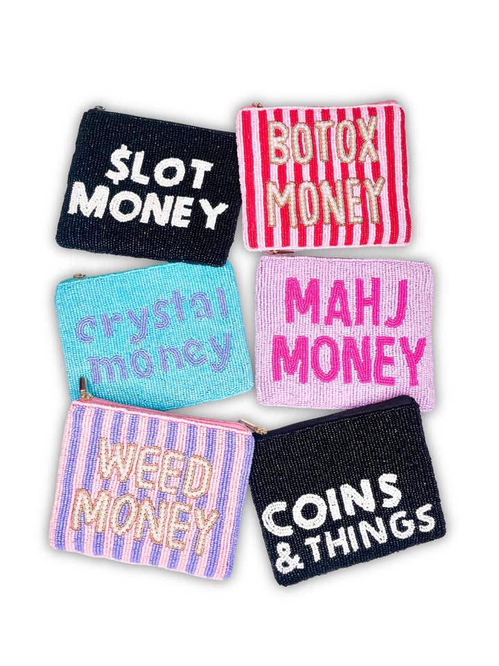 XL Beaded Coin Purse - Botox Money for wholesale by Brittyland