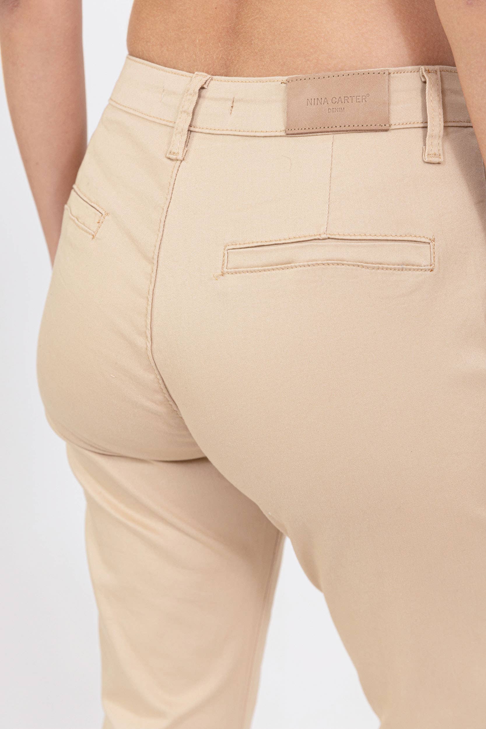 Nina Carter - Vente Pantalon – femme - Pantalon chino stretch taille haute confort Nina Carter J25029