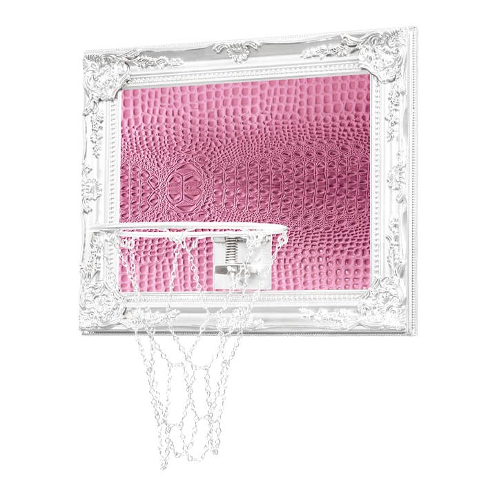 Hoops and Heritage - Wholesale Wall Art Set - Pink and White Gator Mini Basketball Hoop 1