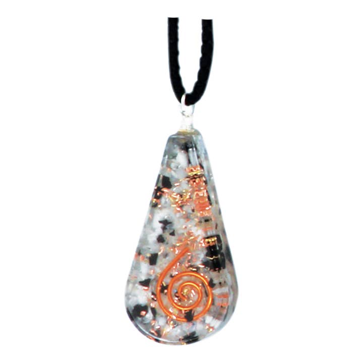 Designs by Deekay Inc. - Venta al por mayor Collares con colgantes/abalorios - Collar de cristal orgonita en forma de lágrima (4,5 cm.) - Piedra lunar