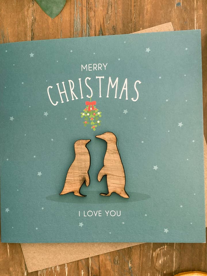 Penguin Christmas Card | Couples Christmas Card for wholesale by KDee Designs