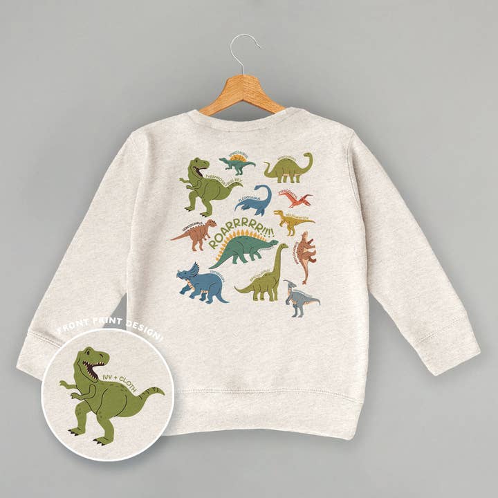 Ivy + Cloth - Wholesale Screen Printed T-Shirt - Kids - Dinosaur Doodles Blue/Green (Kids Back Print)1