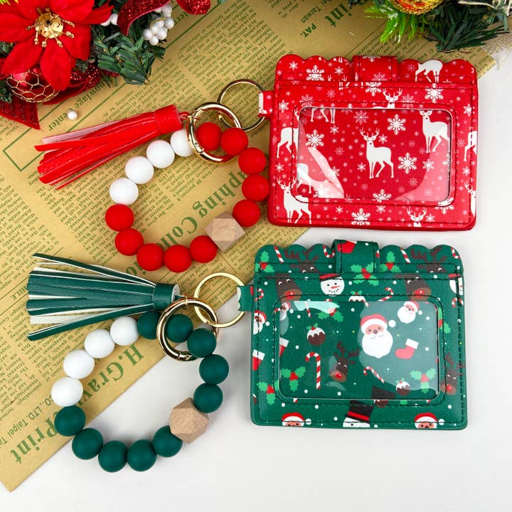 SoapElenGlen – wholesale Keychain bracelet – Christmas Gift Card Holder Silicone Bead Bracelet Keychain10