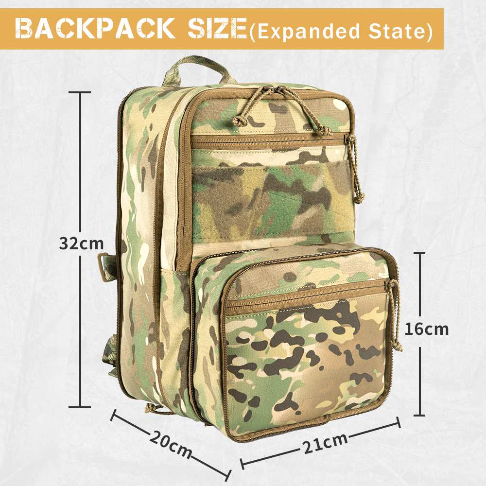 Antarctica Outdoors - Wholesale Backpack - Unisex - Votagoo D3 Flat Pack 2.0 Tactical Expandable Backpack Multi-purposed MOLLE Pack Camo2