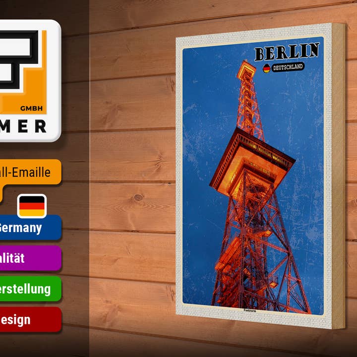 Femer – Engroshandel Skilt – Berlin Radiotårn Tyskland 20x30cm Træskilt