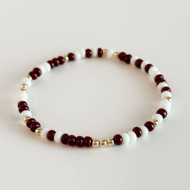 Bracelet Confetti Jour de Match Marron & Blanc pour la vente par Gardenia Co
