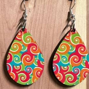 Vivid Color Swirls Teardrop Earrings for wholesale by Shades Jewelry & Gifts
