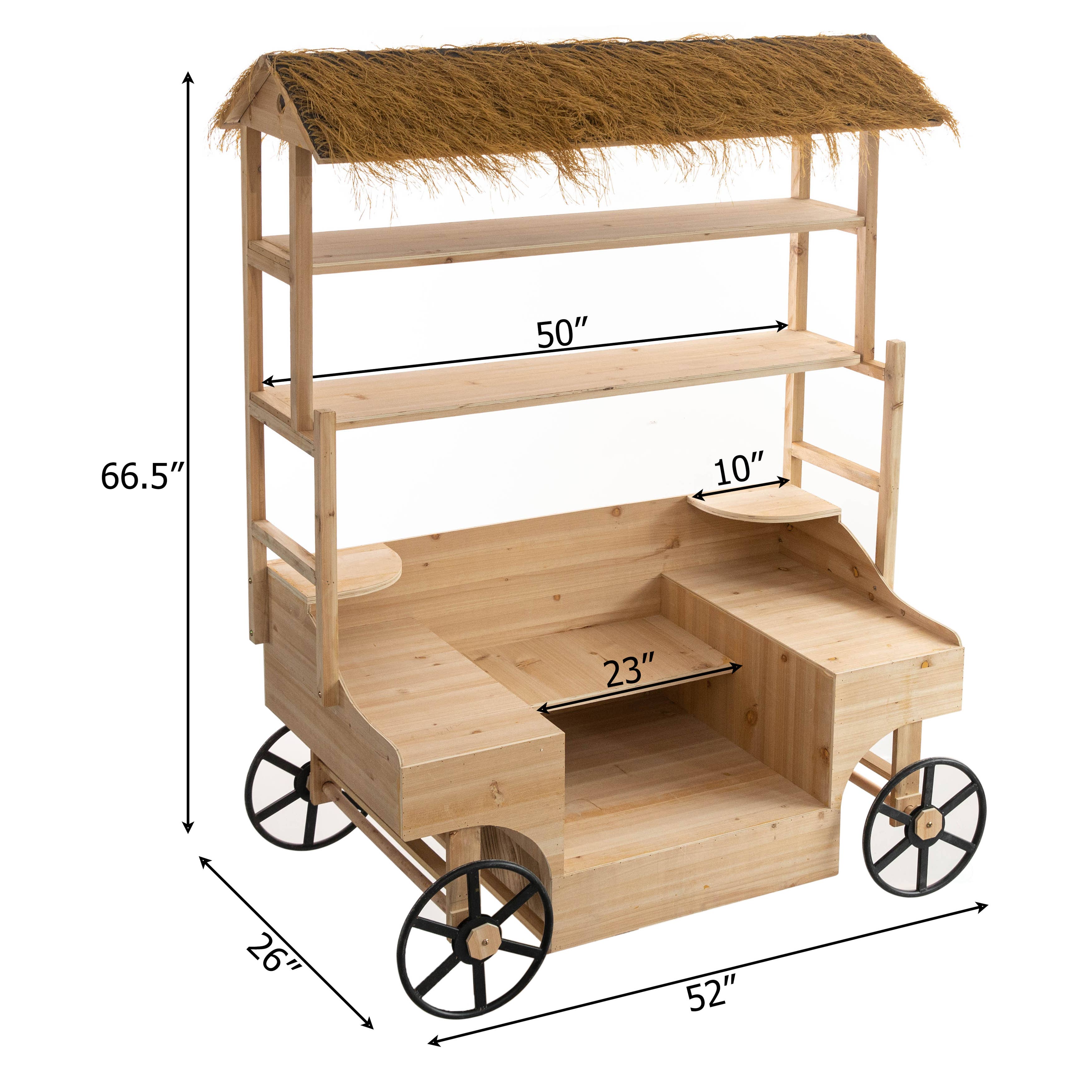 Quickway Imports - Wholesale Outdoor Ornament/Decor - Vintiquewise Versatile Multi-Tier Wooden Rolling Cart4