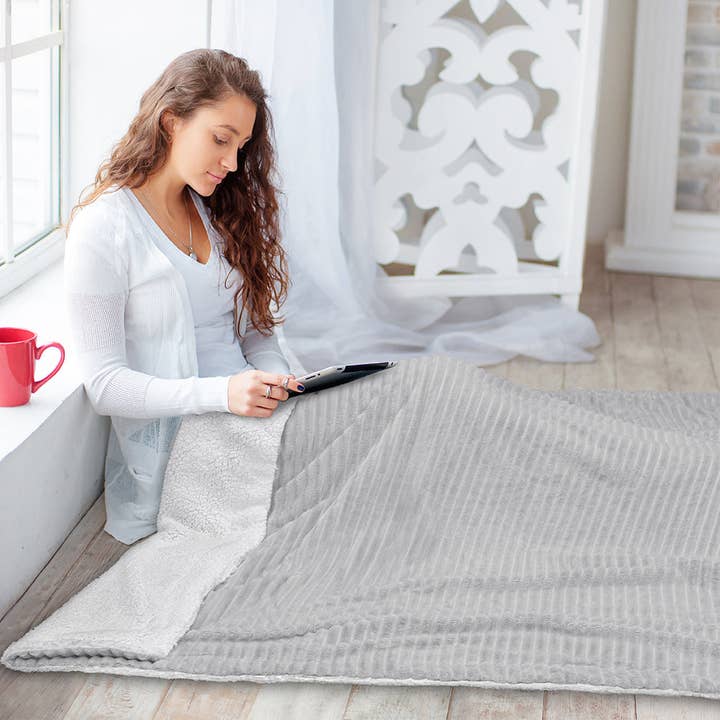 Pavilia - Wholesale Throw Blanket - Ribbed Sherpa Throw Blanket36