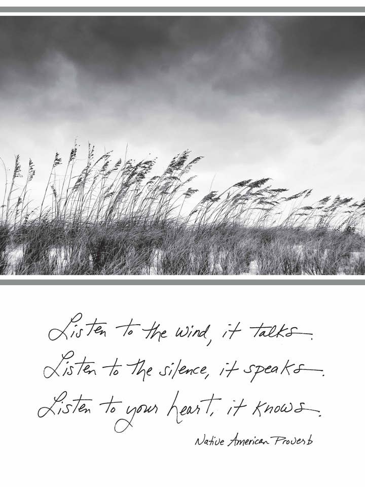 555cm: Listen to the Wind, It Talks. Listen to the Silence, It Speaks. Listen to Your Heart, It Knows. - Native American Proverb for wholesale by Bonair Daydreams