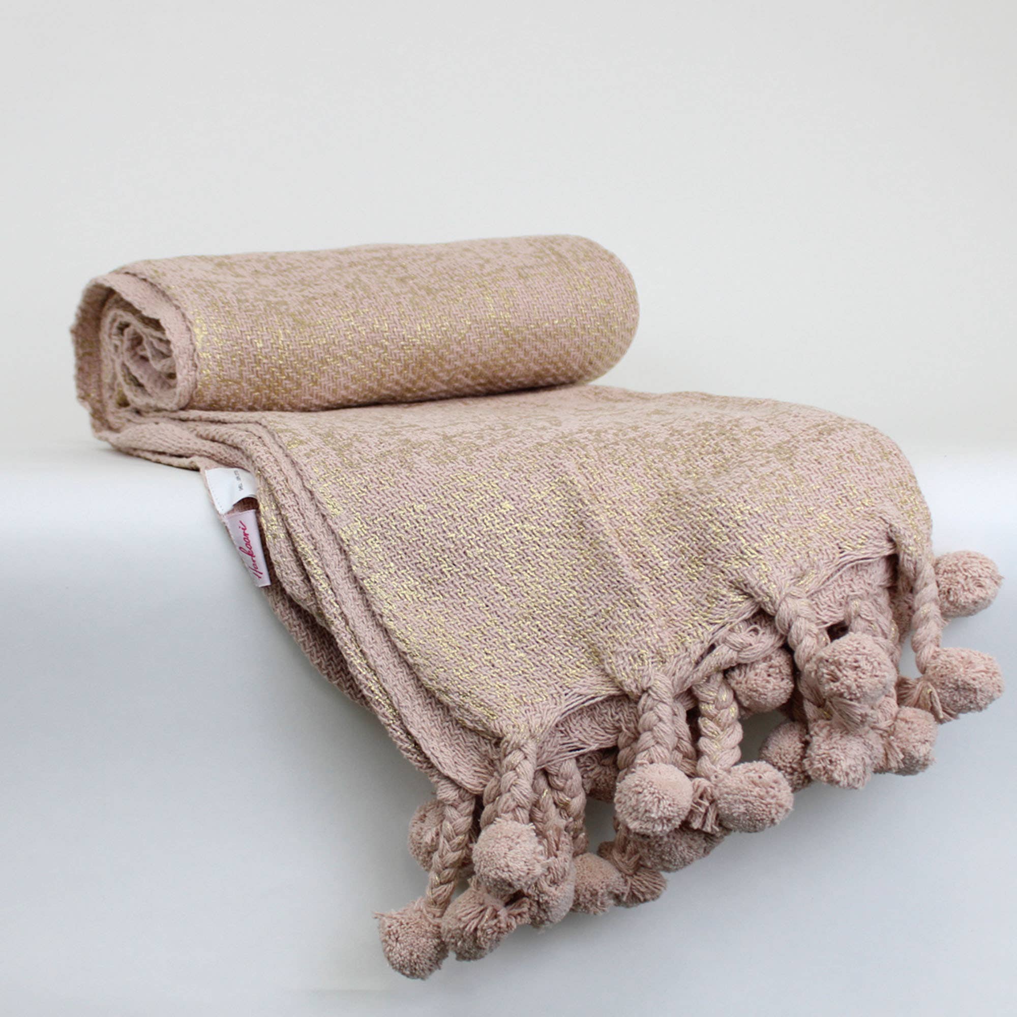House Of Harkaari - Wholesale Throw Blanket - Pom-Pom Metallic Pattern Throw2