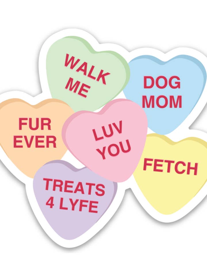 Cute Dog Mom Valentine's Candy Sticker for wholesale by Five Dot Post