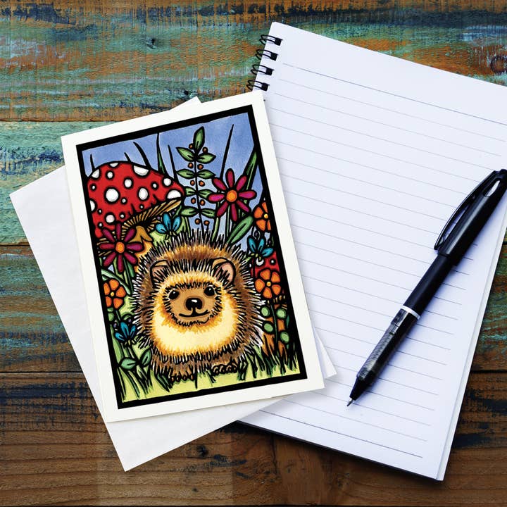 Greeting Card Hedgehog for wholesale by Sarah Angst Art