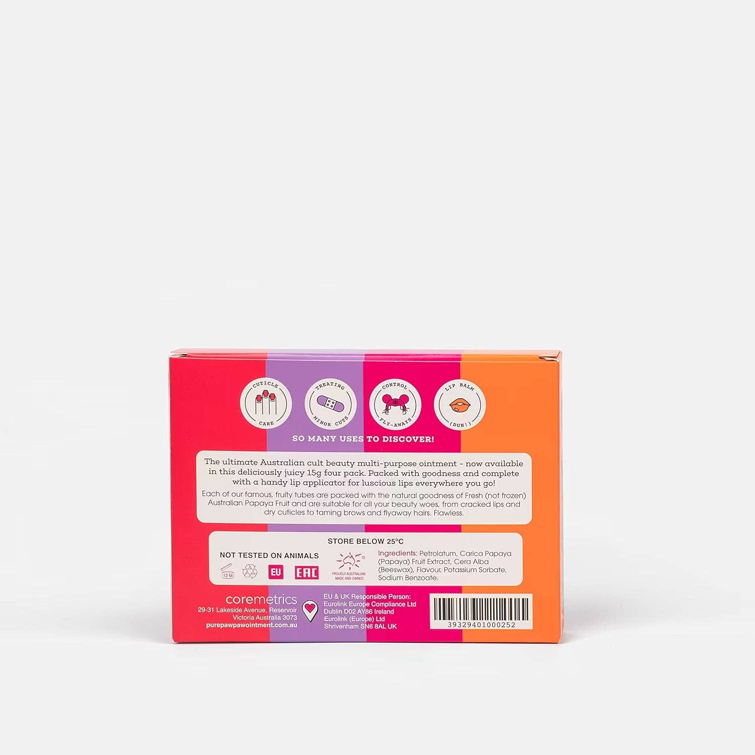 My Wholesale Warehouse - Venta al por mayor Pomadas/bálsamos/cremas curativos - Ungüento Pure Paw Paw 4 unidades (15 g mango, 15 g grosella negra, 15 g cereza y 15 g fresa)2