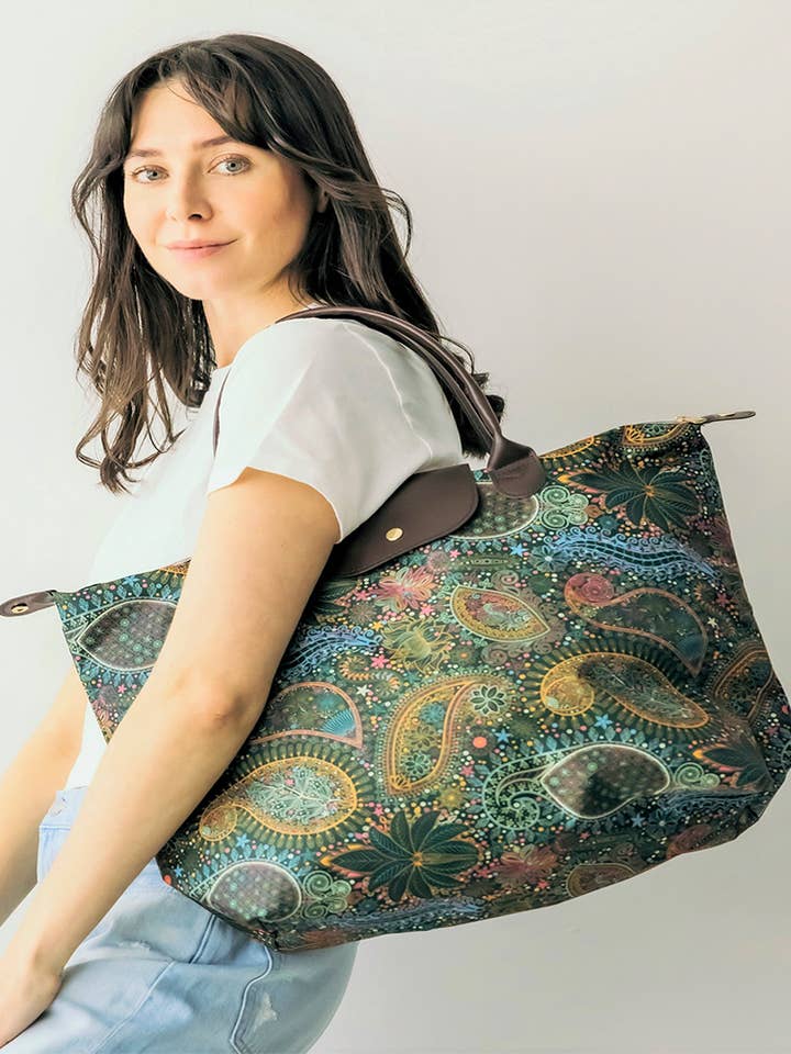 TROPICAL/PAISLEY PRINT FOLDABLE TOTE BAG for wholesale by anbfashion
