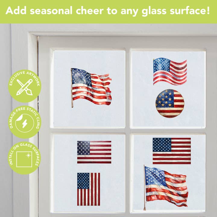 Briarwood Lane - Wholesale Wall Decal/Stickers - Wooden American Flag Window Clings2