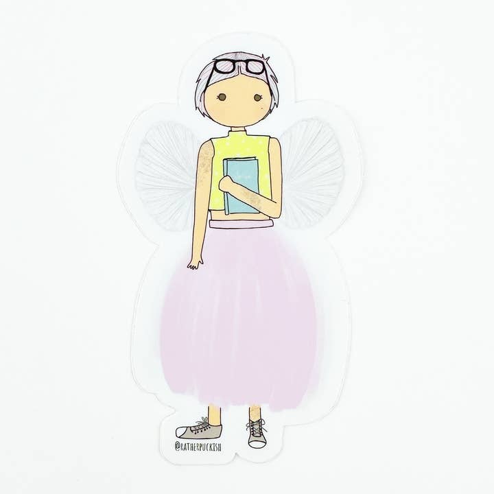 The Book Fairy Vinyl Sticker for wholesale by Rather Puckish