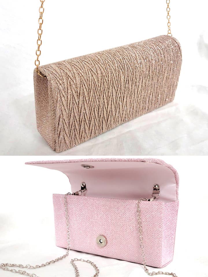 Sparkling evening bag with adjustable chain FB7268 for wholesale by Chicas