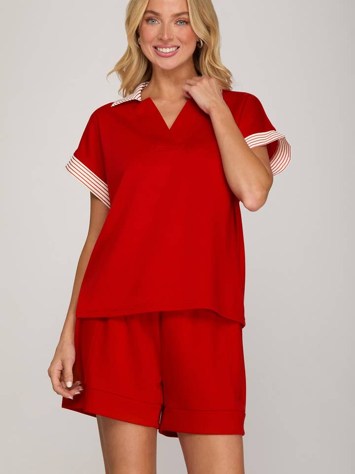 PM1667 - DROP SHOULDER COLLARED HEAVY KNIT TOP for wholesale by Peace Love Line