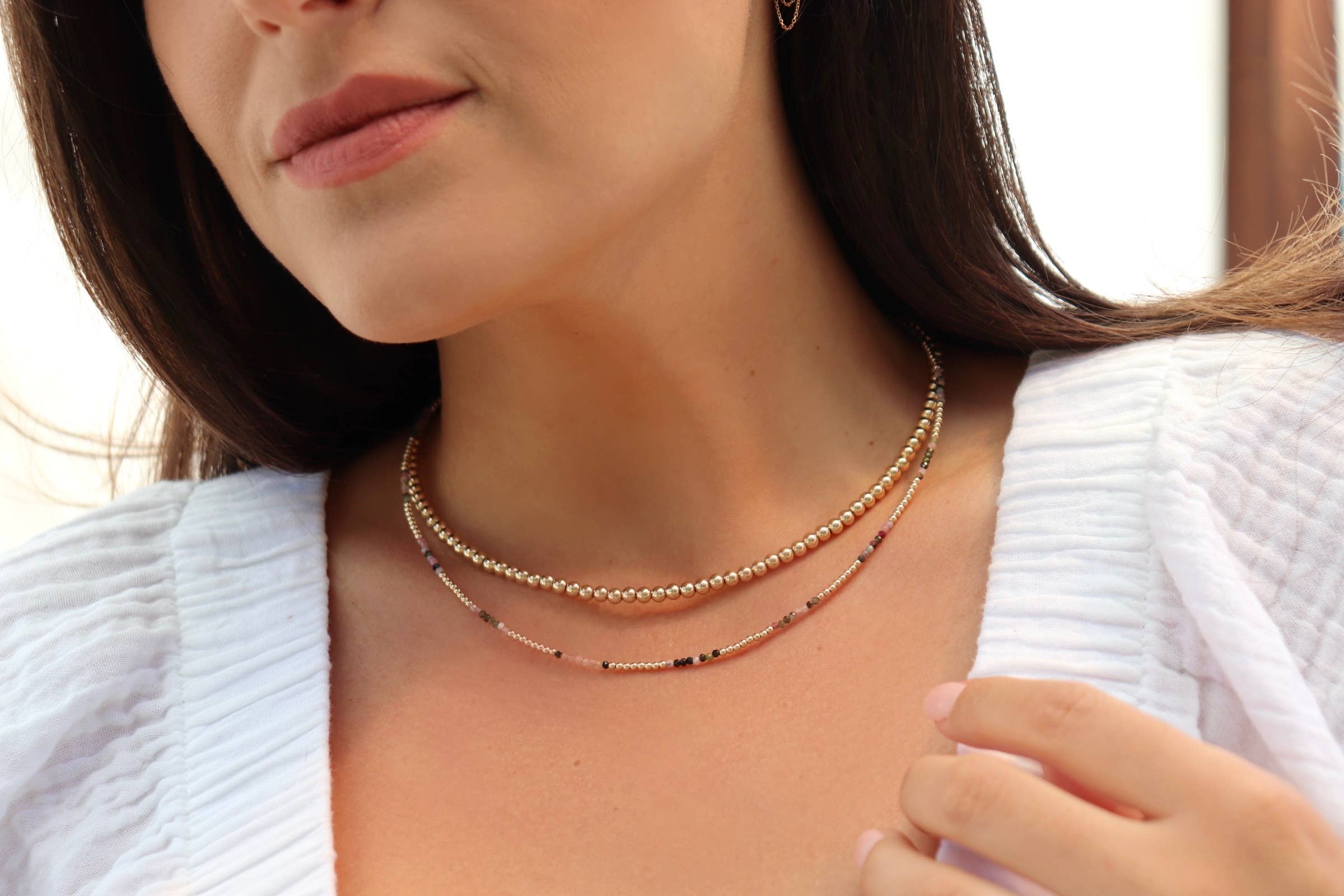 Kaylie Dawn Jewelry - Wholesale Beaded/Pearl Necklace - Jane 14K Gold Filled Classic Gold Beaded Necklace in 5mm7