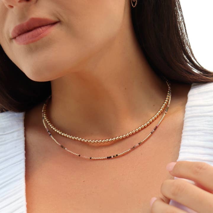 Kaylie Dawn Jewelry - Wholesale Beaded/Pearl Necklace - Jane 14K Gold Filled Classic Gold Beaded Necklace in 5mm7