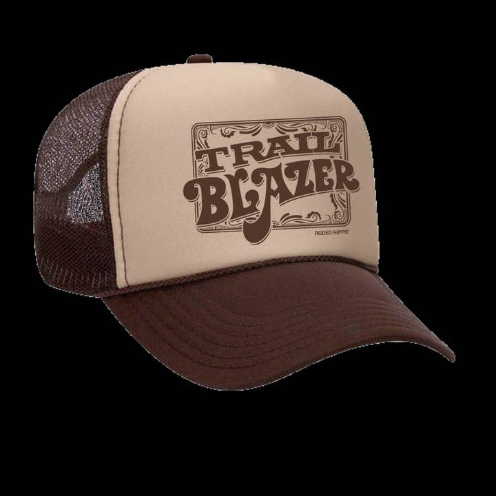 TRAIL BLAZER TRUCKER HAT BLACK TAN/BRN for wholesale by Rodeo Hippie
