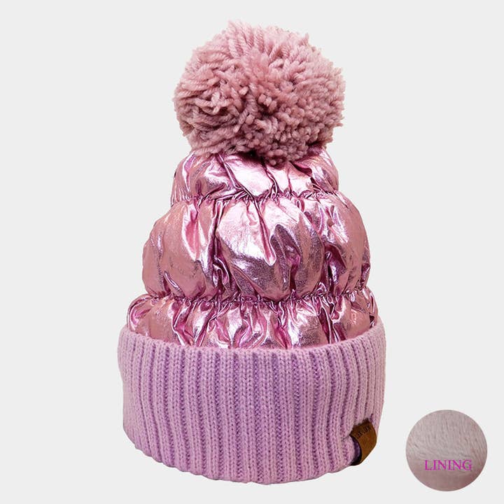 Sensibling Corp. - Wholesale Beanie - Women's - Fleece Lining Puffer Knit Pom Pom Beanie Hat5