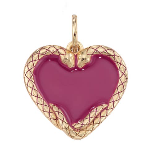 Lover's Heart Serpent Enamel Medallion Charm for wholesale by Florin Arte Jewelry