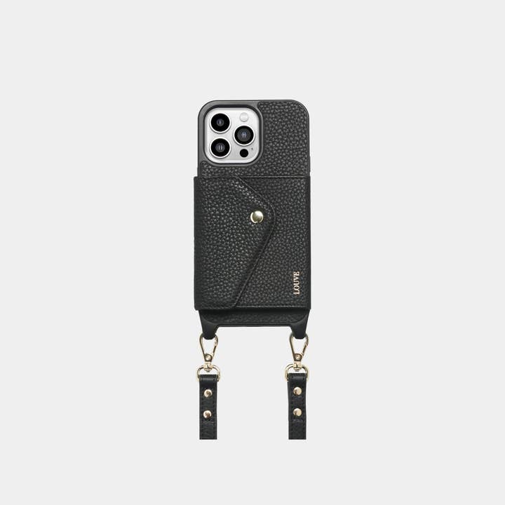 Louve Collection - Wholesale Phone wallet – women's - Zoë Black Leather Phone Case Wallet & Matching Strap10