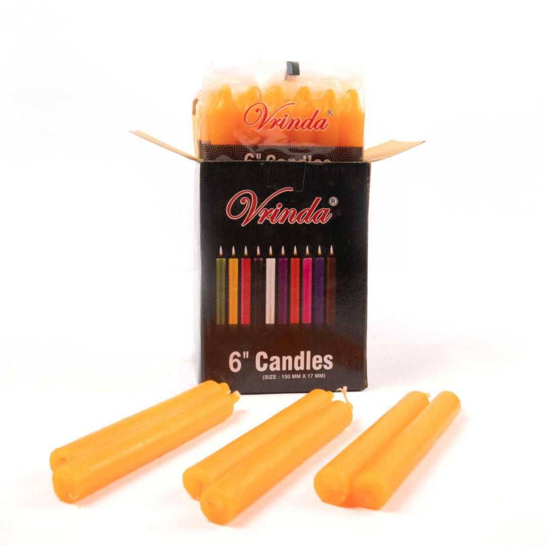 Vrinda - Wholesale Tapered Candle/Candlestick - 6" Taper Orange Candles (36 in a pack)3