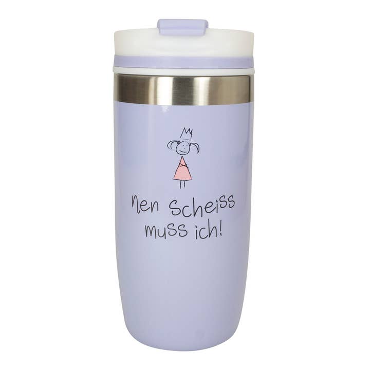 Insulated mug to go “Nen Scheiß ich muss” purple for wholesale by Mea-Living