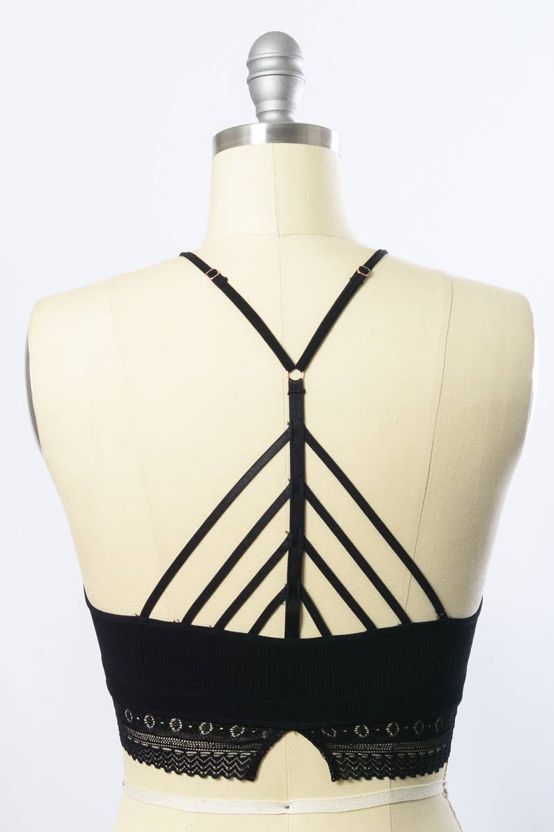 Leto Accessories - Wholesale Bralette - Women's - High Neck Crochet Lace Trim Bralette 😇3