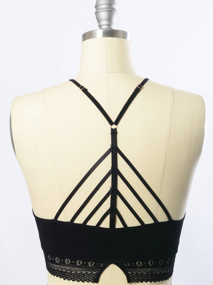 Leto Accessories - Wholesale Bralette - Women's - High Neck Crochet Lace Trim Bralette 😇3