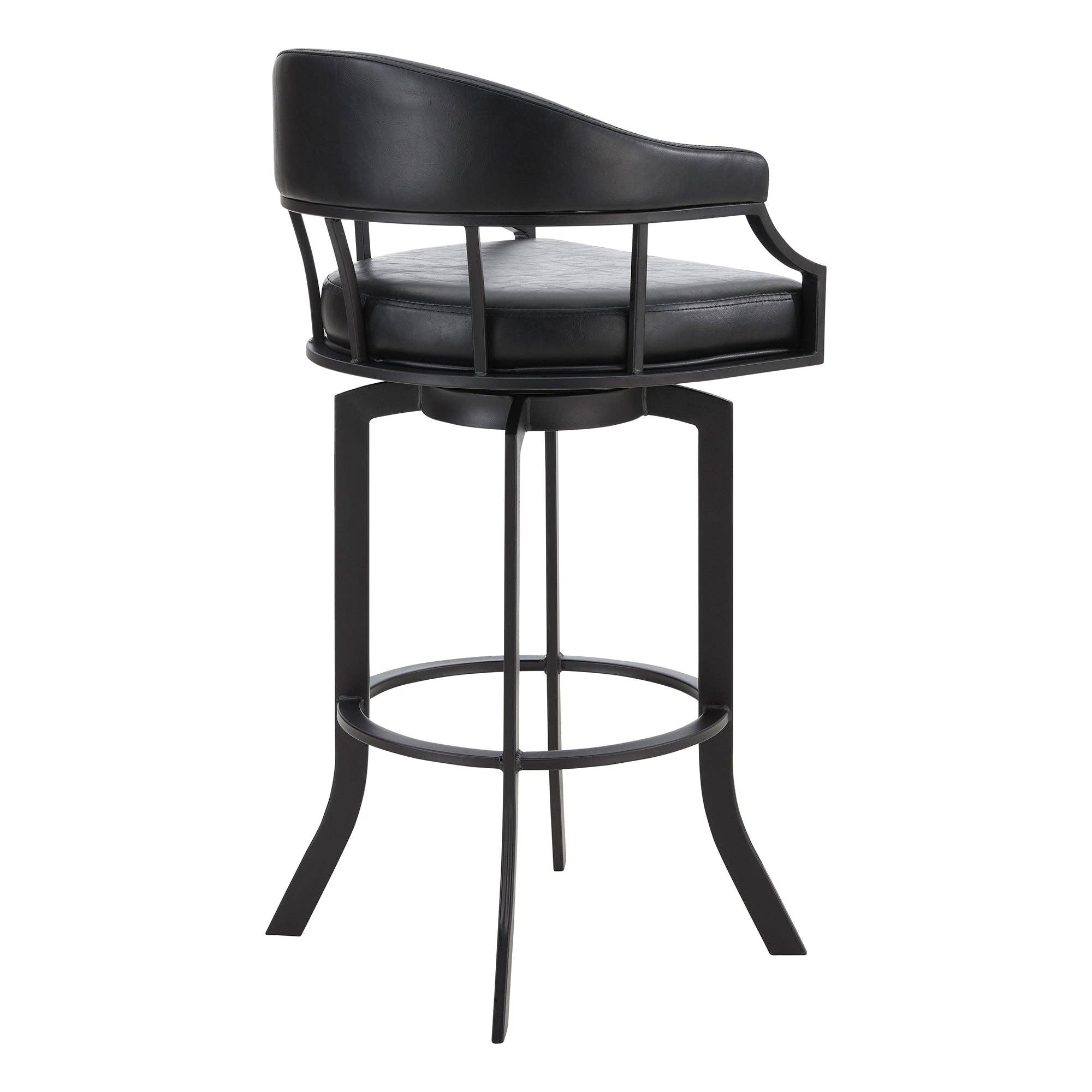 Armen Living - Wholesale Stool - Edy Modern Faux Leather and Metal Swivel Barstool11