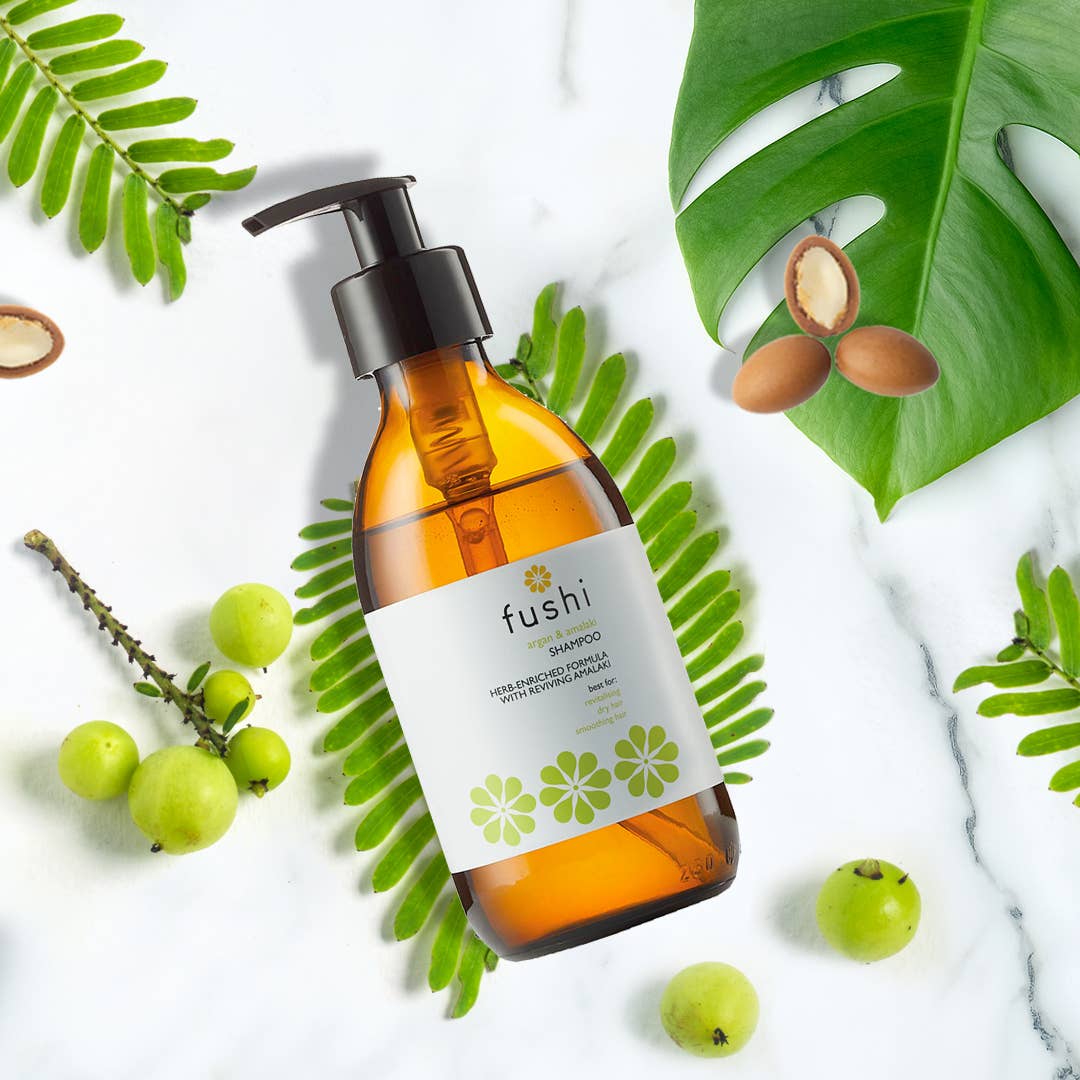 Fushi - Wholesale Hair Shampoo - Argan & Amalaki Shampoo Glass Bottle2