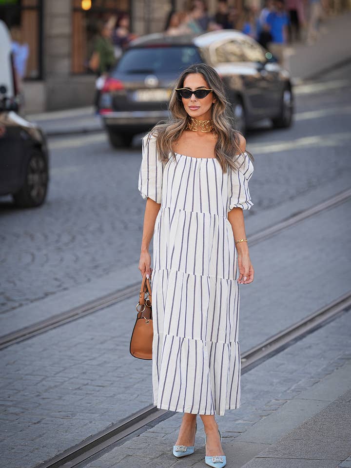 Stripes Midi Dress for wholesale by GUIMANOS