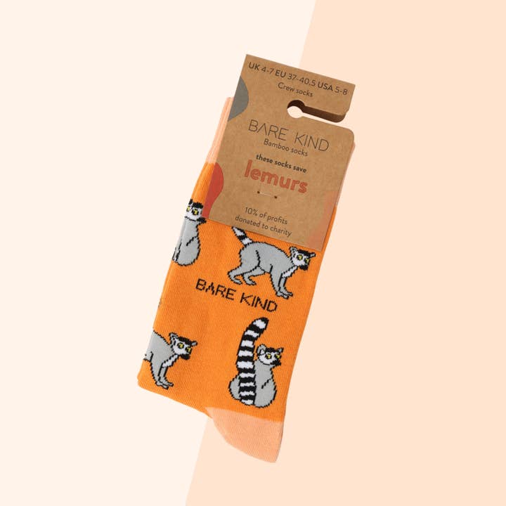 Bare Kind Socks - Vendita all'ingrosso Calzini - Unisex - Calzini Lemur | Calzini in bambù | Calzini arancioni | Calzini funky