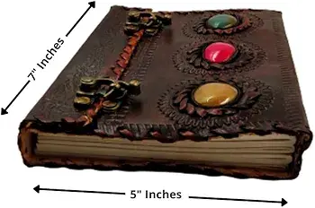 Mitansh handicrafts - Wholesale Journal/Diary - 3 Stone Leather Journal With Double Brass C-Lock - Handmade 1
