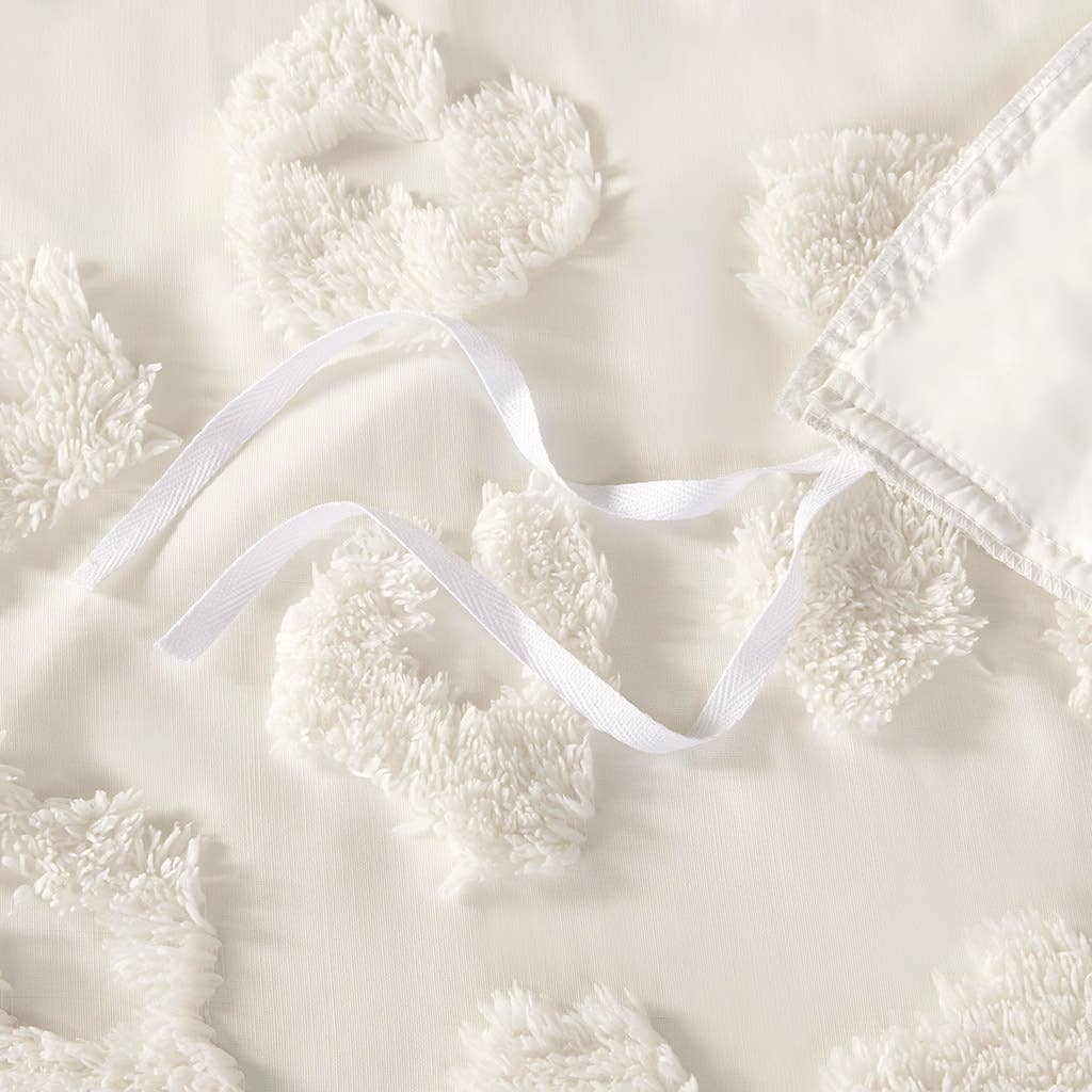 Olliix - Wholesale Bedding Set - Clipped Chenille Textured Animal Duvet Cover Set, Off-White5