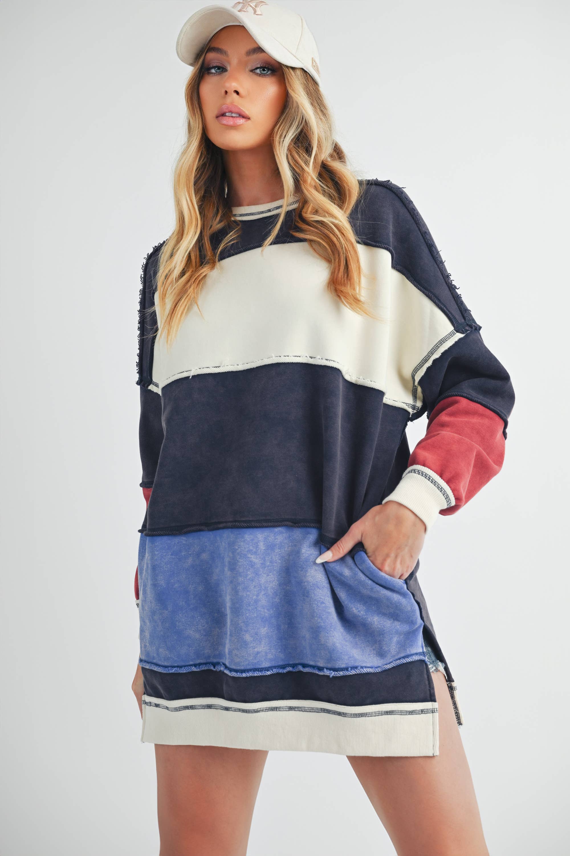 AEMI + CO - Wholesale Knit Sweater - Women's - 8332EK Rugby Color Block Stripe Sweatershirt15