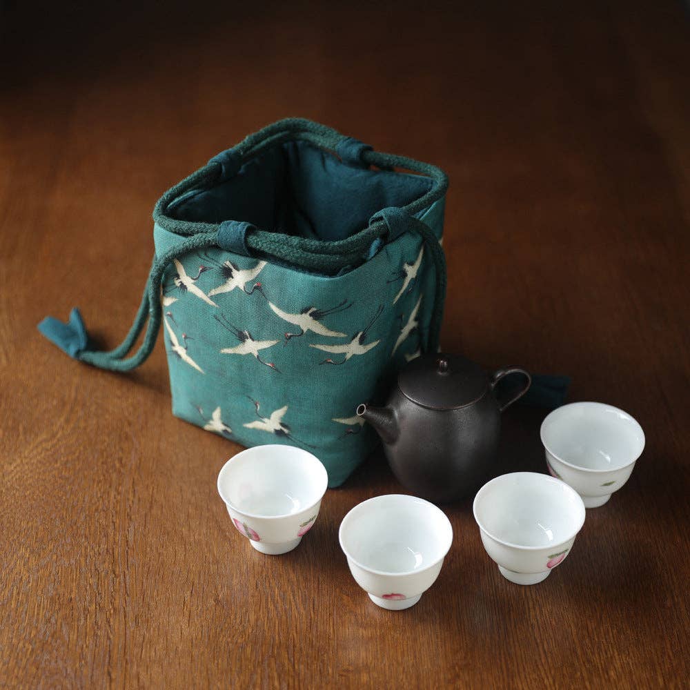 Gohobi （We cover U.S. import duties） - Wholesale Storage Bag - Gohobi Birds Mountains Rivers Teaware Storage Travel Bag Shifuku6